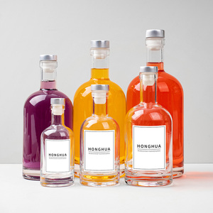 Bottiglie Vuote Personalizzate per Liquori 100ml 200ml 375ml 500ml 750ml 1000ml Bottiglie Rotonde <span class=keywords><strong>in</strong></span> <span class=keywords><strong>Vetro</strong></span> per Vino, Whisky, Vodka con Logo - Product Image 1
