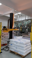 Ouvre-sacs robotisé 4 axes pour flocons de plastique recyclé, 25-100 kg/sac, 80-120 sacs/h, IP52, anti-poussière, option anti-explosion, PLC