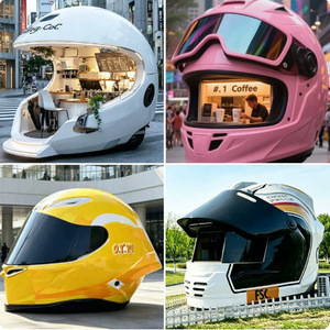 Scultura da esterno in resina FRP a forma di casco per caffetteria, con disegni a piramide, fatati, musica e amore, decorazione per check-in su strade commerciali - Product Image 3