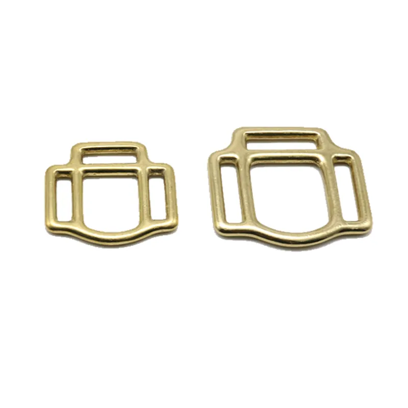 Adjustable Steel And Brass Two-Slot Buckle Durable Hardware Fittings For Horse Harness Solid Pattern Design