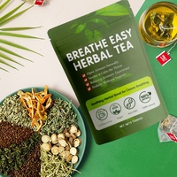 Thé aux herbes Breathe Easy sans caféine, sachets de thé bien-être naturel, OEM ODM, marque privée, vente en gros, emballage personnalisé