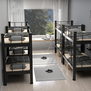 Lit superposé en métal avec <span class=keywords><strong>armoire</strong></span> et bureau, meubles gain de place pour dortoir étudiant et chambre d'adolescent - Product Image 5