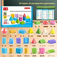 Modelos Geométricos Sólidos de Plástico Transparente, Juego de 24 Piezas Desplegables para Enseñanza de Matemáticas en Primaria y Secundaria