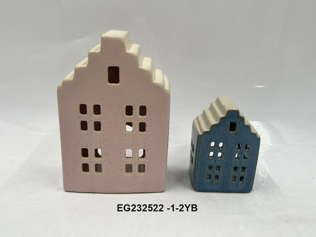 2026 Custom Nordic Handmade Ceramic Houses Ornaments Led Light Indoor Tabletop Colorful House for Home Decor Festival Gift