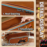 Trousse à crayons en forme d'animal de dessin animé, grande capacité, pochette de papeterie pliable multicouche pour enfants, étudiants, fournitures scolaires