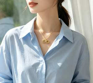 Collier pendentif infini en acier inoxydable <span class=keywords><strong>pour</strong></span> femme, collier chaîne infini minimaliste ajouré, bijoux de mode, cadeau Amour éternel - Product Image 3