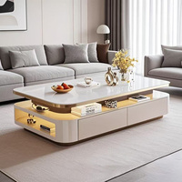 Nouvelle Arrivée Table Basse en Bois Minimaliste Moderne, Montage Facile, Table d'Appoint de Luxe Léger pour Petit Salon Domestique