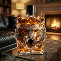 Botellas de Whisky de Vidrio de Lujo con Cabeza de Lobo, de Borosilicato, con Logotipo Personalizado al por Mayor