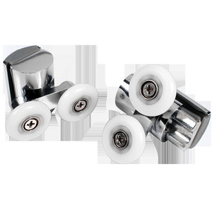 Rouleau à double roue pour porte coulissante de salle de bain, 23 mm, en acier inoxydable, alliage de zinc, roulement fluide, design minimaliste - Product Image 1