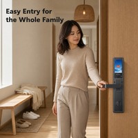 Serrure de porte intelligente à reconnaissance faciale 3D, clavier à empreintes digitales, WiFi, application Tuya, sonnette vidéo, entrée sans clé, porte en bois