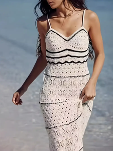 2024 venta al por mayor de fábrica personalizada Primavera Verano Sexy cuello redondo suéter vestido sin mangas - Product Image 2