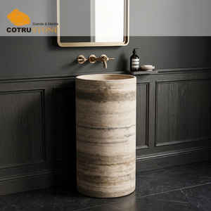 <span class=keywords><strong>Lavabo</strong></span> sur pied en travertin beige Cotrustone, douche en travertin argenté, <span class=keywords><strong>lavabo</strong></span> autoportant - Product Image 3