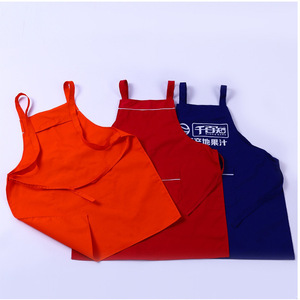 Delantal tipo cárdigan de poliéster, color rojo sólido, lavable a máquina, para cocina, hogar, ropa de trabajo, uso publicitario - Product Image 2