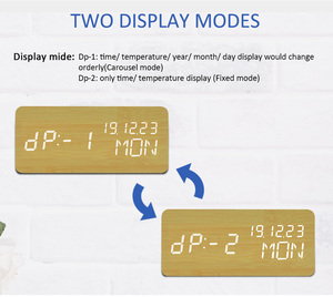 EMAF Reloj Despertador Digital Eléctrico con Control <span class=keywords><strong>de</strong></span> Voz, Decoración <span class=keywords><strong>de</strong></span> Mesita <span class=keywords><strong>de</strong></span> Noche, MDF, Mesa <span class=keywords><strong>de</strong></span> Escritorio, Portátil, LED <span class=keywords><strong>de</strong></span> Madera - Product Image 4