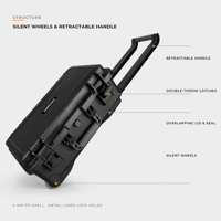 Valise à roulettes RX-TC5229 Rhinovo IP67 étanche 25L avec roues pour patins en ligne, pour appareils photo, drones, équipements et accessoires