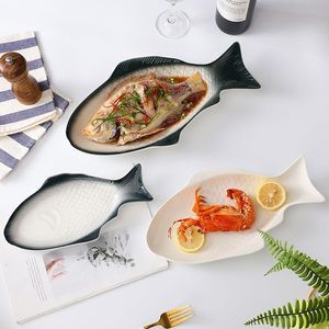 13 Inch Eco-Friendly Nordic Unique Fish-shaped Porcelain Contemporary Custom Hunan Serving <b>Plate</b> Wedding Restaurant Use Good - Product Image 2