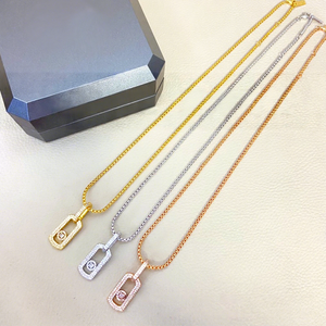 <span class=keywords><strong>Collier</strong></span> ras du cou pour <span class=keywords><strong>femme</strong></span>, style français, délicat, avec pendentif diamant unique coulissant et fermoir à crochet - Product Image 1