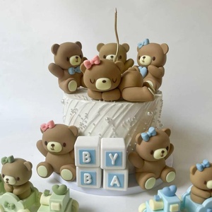Decorazioni per <span class=keywords><strong>torta</strong></span> Mini <span class=keywords><strong>orsetto</strong></span> blu rosa Toppers per Baby Girl Baby Shower festa di compleanno decorazioni - Product Image 5
