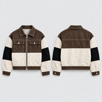 Veste en jean vintage délavée pour homme, style color block, coupe trucker, streetwear décontracté, zippée avec poches poitrine