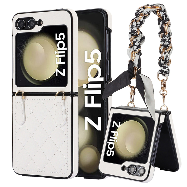 PU Soft Leather Slim Wallet Case Sports Design for Samsung Z Flip 6 5 4 3 Featuring Card Slots Ring Holder Wristband Silk Scarf