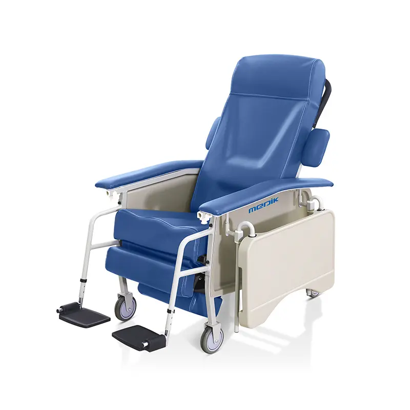 Chaise médicale inclinable à trois positions, inclinable, bleue, très confortable, pour usage manuel, en solde