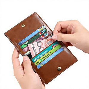 Wholesale Accept Custom Logo Vintage Short <b>Men</b> Card Holders Purse <b>Mens</b> <b>Wallet</b> <b>RFID</b> Genuine Leather Engraved Slim Bifold <b>Wallet</b> - Product Image 4