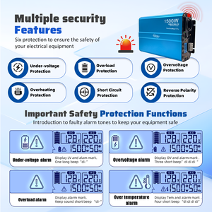 하이 퀄리티 1500W/2000W 순수 사인파 자동차 인버터 오프 그리드 12V 24V 48v DC 에 220V AC 1000W/1200W 전력 인버터 변환기 - Product Image 5