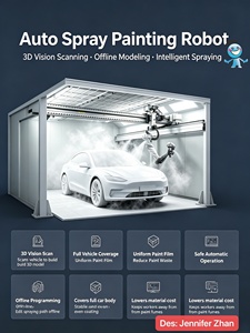 Système robotisé de pulvérisation de peinture automobile sans pilote, modélisation 3D hors ligne sans enseignement manuel, pour une épaisseur de film stable - Product Image 2