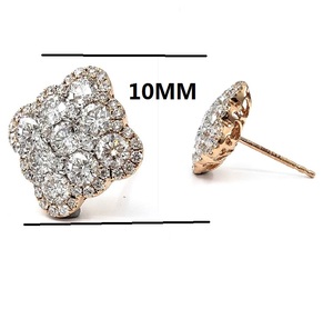 Boucles d'oreilles clous carrées en or rose massif 18 carats avec diamants naturels, haute qualité, livraison rapide, vente chaude, pour mariage - Product Image 2