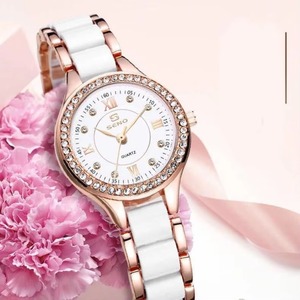 Nuevo Reloj de Cuarzo Elegante e Impermeable para Mujer, con Correa de Cerámica en Oro Rosa y Detalles de Cristal, Reloj de Lujo para Dama - Product Image 5