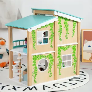 Casa de muñecas en miniatura de madera para niños, muebles de casa de muñecas en miniatura para montar