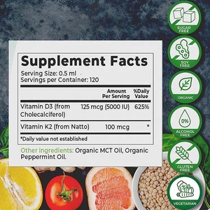 5000 IU <span class=keywords><strong>D3</strong></span> ngậm dưới lưỡi với dầu dừa MCT Vitamin <span class=keywords><strong>D3</strong></span> K2 MK-7 giọt chất lỏng - Product Image 2