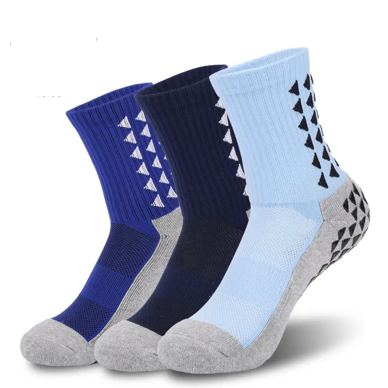 Free sample top sales Custom Design socks Men's Anti-slip Crew Football Socks Grip Sports Rubber Socks