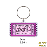 Porte-clés en acrylique « Ticket Rose Montagnes Russes Émotionnelles » – Accessoire de sac et porte-clés pour la sensibilisation à la santé mentale