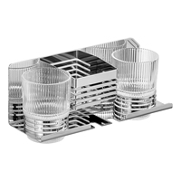 Support mural de salle de bain en acier inoxydable pour brosses à dents, avec ensemble double de gobelets rayés pour brossage et bain de bouche, écologique et personnalisable