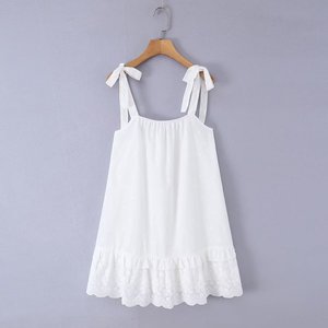 PB&ZA Vestido <span class=keywords><strong>de</strong></span> Playa Dulce <span class=keywords><strong>de</strong></span> Verano al por Mayor, Vestido <span class=keywords><strong>de</strong></span> Tirantes <span class=keywords><strong>de</strong></span> Encaje Blanco Atmosférico, Estilo Corto Sexy e Inocente - Product Image 2