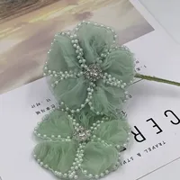 Mode 3D strass perle fleur patchs perlé maille garnitures robe de mariée garnitures de mariée Appliques