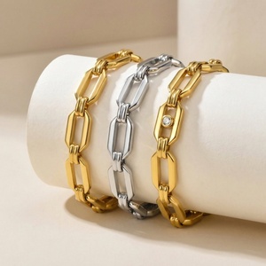 Pulseras de Joyería Fina, Cadena de Acero Inoxidable Chapada en Oro, Diseño de Cadena Simple y Elegante Estilo Hip Hop, Ideal para Regalo - Product Image 2