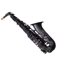 Saxofón HUAYUN de Latón Exquisito, Estilo Selmer 54 Teclas, Acabado Negro Mate con Botones de Perla Negra, Ideal para Enseñanza