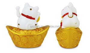 Ornement de chat porte-bonheur solaire en ABS, <span class=keywords><strong>Maneki</strong></span> <span class=keywords><strong>Neko</strong></span> qui agite automatiquement la main, avec base lingot d'or, décoration Feng Shui pour la prospérité, idéal comme cadeau - Product Image 5