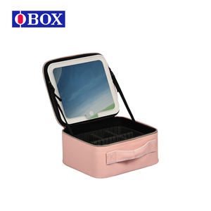 10 Inch Pink <strong>Bridal</strong> <strong>Makeup</strong> Case with LED Light Portable Waterproof <strong>Vanity</strong> <strong>Box</strong> 3-Color Mirror Travel Cosmetic Organizer - Product Image 5