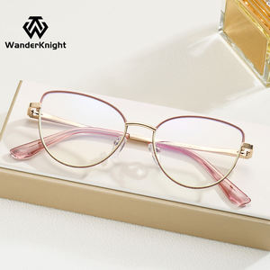 משקפי ראייה אופטיים אופנתיים לנשים משנת 2025, מסגרת מתכת בצורת עין חתול, חוסמות אור כחול, עם אפשרות להדפסת לוגו מותאם אישית - Product Image 3