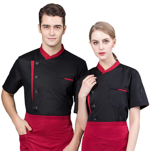 Verano Chef uniforme cocina Hotel café cocina ropa de trabajo camisa de <span class=keywords><strong>manga</strong></span> corta Catering cocinero chaqueta Tops para hombre mujer - Product Image 1