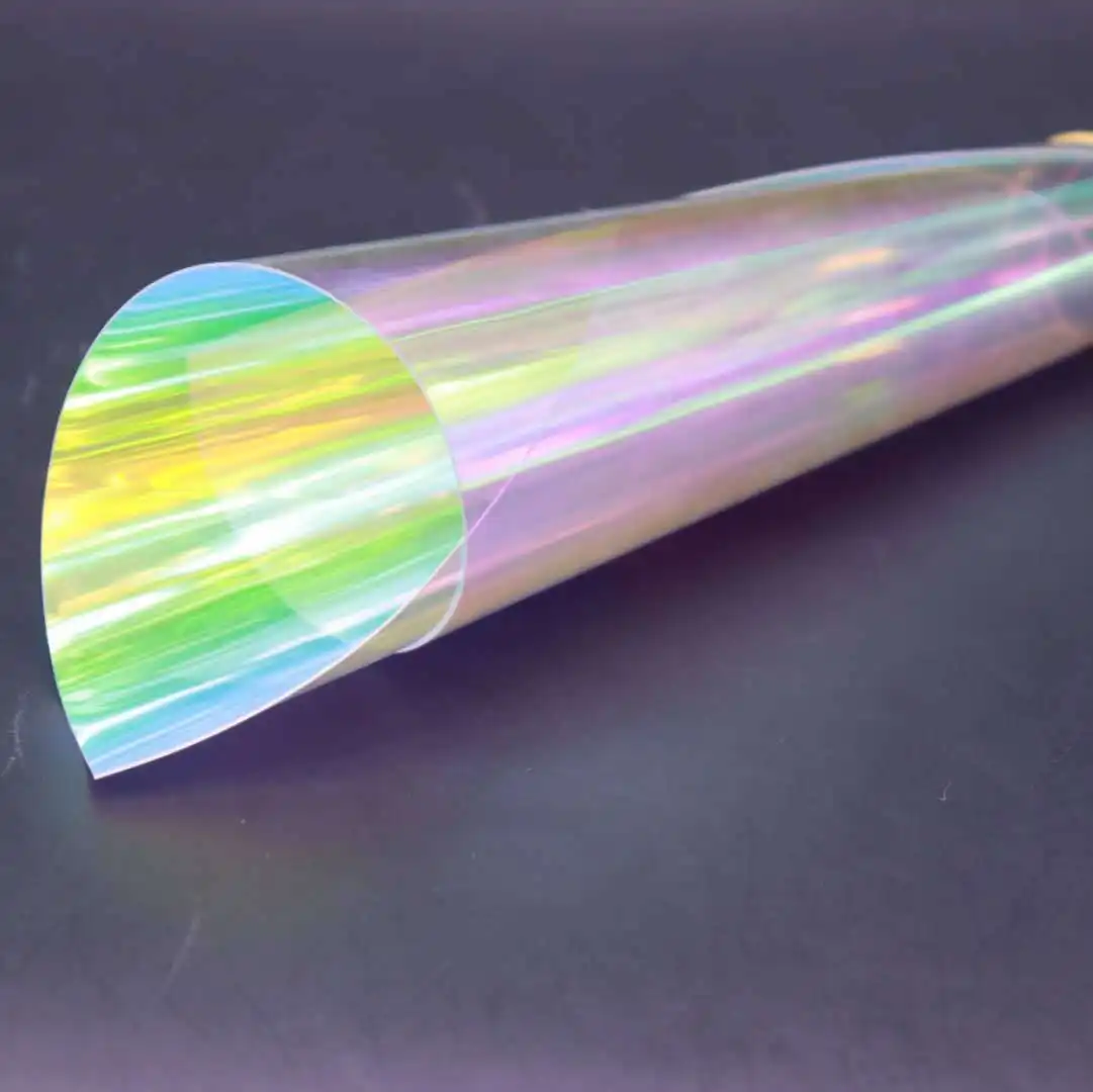 Eco-Vriendelijke Polyester Regenboog Tpu Film En Pvc Regenboog Film Voor Tassen Glazen Pakket Gekleurde Regenboog Film