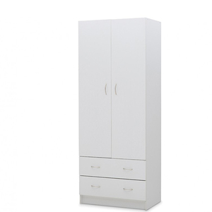 Cheap Price Freestanding <strong>Double</strong> Door <strong>White</strong> Modern Wooden Armoire <strong>Wardrobe</strong> with Drawers for Bedroom - Product Image 2