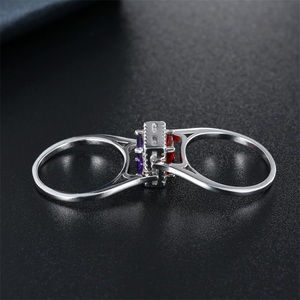 Anillo de plata de primera ley y Circonia cúbica para mujer, sortija, plata esterlina 925, Circonia cúbica, Zirconia, circonita, zirconita, zirconita, color rojo y morado - Product Image 5