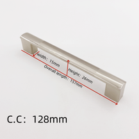 Poignées de meuble en zinc massif nickel satiné brossé, poignées de tiroir en forme de pont arqué, base carrée, quincaillerie de cuisine et commode 128mm