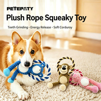 Jouet pour chien Pawstar en corde et peluche (ours, cochon, singe) avec nœud en coton, couineur et à mâcher, vente en gros, OEM, jouets pour animaux personnalisés, commande en gros