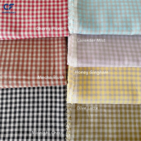 Tissu en lin 100% à carreaux vichy au mètre pour rideaux, robes, nappes, couture et décoration intérieure