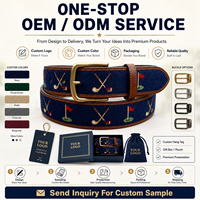 Ceinture de golf personnalisée en point de croix, ceinture en sangle tissée OEM avec extrémités en cuir pour cadeau de club
